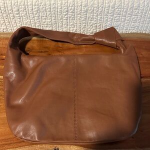 Elegant Brown Leather Knotted Shoulder Hobo Bag